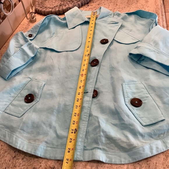 Chico’s Linen Blue Turquoise Jacket Size XL (3) - Picture 10 of 11